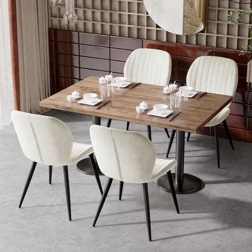 Miniatura 11 de Juego de 2 sillas de comedor de tela moderna, sillas de comedor tapizadas con cojines gruesos, patas de metal, sillas de respaldo sin brazos