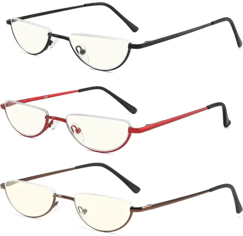 Miniatura 6 de touk Half Frame Reading Glasses Anti Blue Light UV Filter, Half Moon Lens Semi Rim Spring Hinge Readers with Case for Women