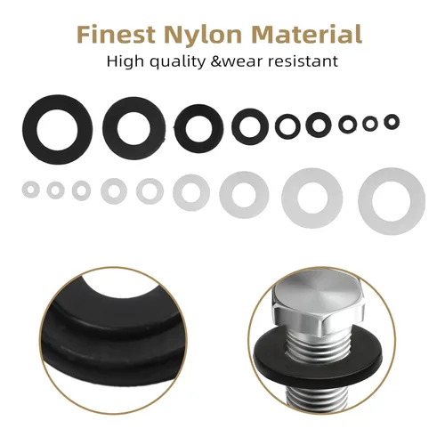 Miniatura 2 de Kit surtido de 420 arandelas planas de nailon negro/blanco para tornillos y pernos M2 M2.5 M3 M4 M5 M6 M8 M10 M12