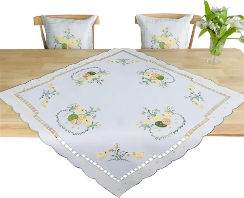 Miniatura 15 de Mantel bordado para decoración de encaje a prueba de polvo, sin arrugas, lavable, floral, rectangular, para cocina, comedor, vacaciones, cumpleaños