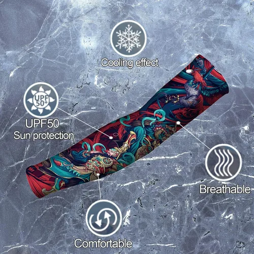 Miniatura 7 de Aresvns Halloween Makeup Tattoo sleeves, Premium Cooling Arm Sleeves for Men and Women UV Sun Protection Arm Sleeves Guardián