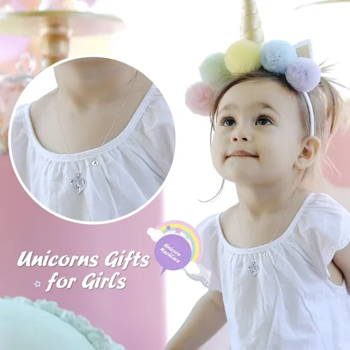 Miniatura 2 de Regalos de unicornios para niñas, dije de corazón chapado en oro blanco de 14 quilates con circonita cúbica You Are Magical Unicorn Necklace Girls