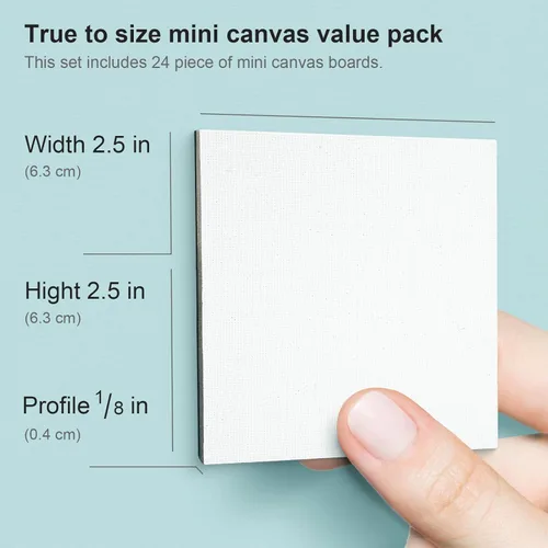 Miniatura 2 de AUREUO Mini panel de lienzo magnético de 2.5 x 2.5 pulgadas, paquete de 24 unidades, tablero de lona plano cuadrado pequeño con parte trasera