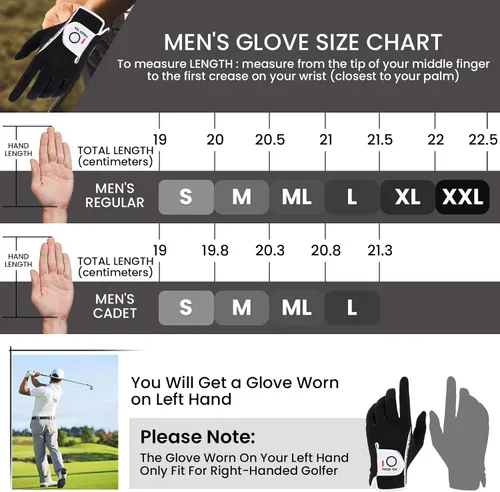 Miniatura 6 de FINGER TEN - Guantes de golf para hombre, agarre para lluvia, mano izquierda para diestros, 1 unidad, ajuste duradero para clima cálido, húmedo