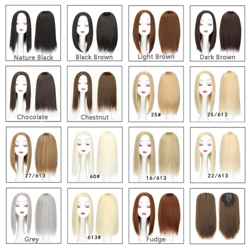 Miniatura 3 de 22 "Parte media pelo recto Topper clip en mono base frente postizo para mujeres pérdida de cabello 16/613