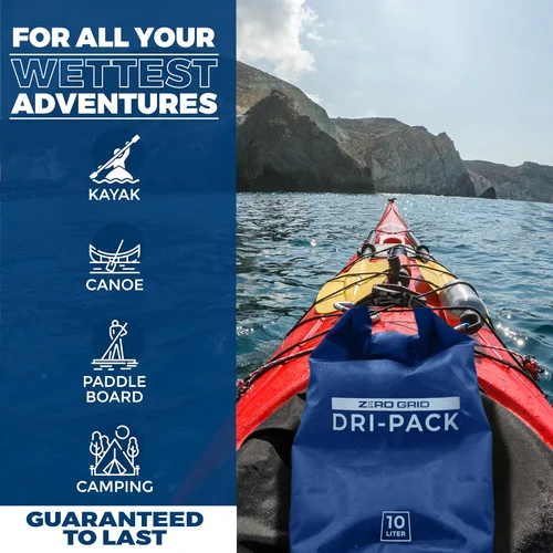 Miniatura 2 de Zero Grid Bolsa seca impermeable – La bolsa de secado flotante se mantiene seca tamaños de 10L/20L/30L/40L para mochileros, kayak, canotaje, Azul