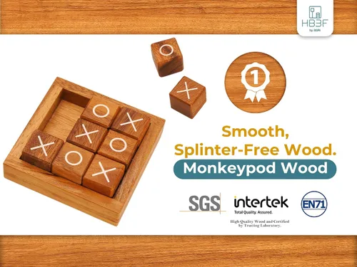 Miniatura 3 de BSIRI Tic Tac Toe para niños y adultos, decoración para mesa de café de sala de estar y escritorio, juegos familiares nocturnos, juegos de mesa