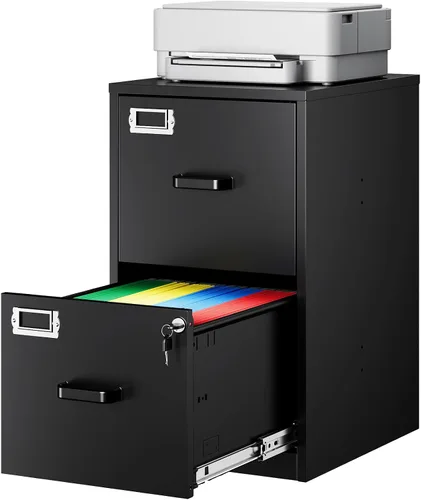 Miniatura 30 de Archivador de 2 cajones con cerradura, archivador vertical móvil para colgar carpetas tamaño A4/carta/legal, debajo del escritorio, pequeños