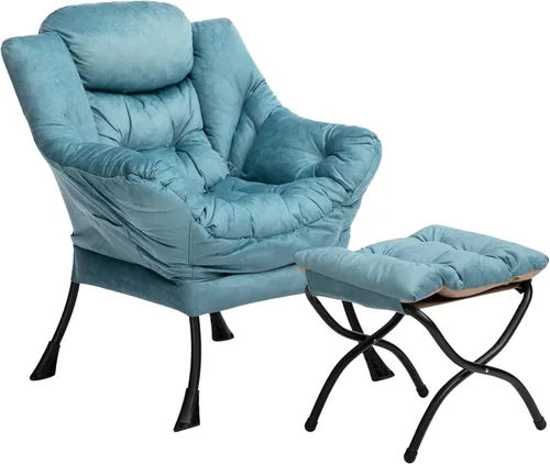 Miniatura 13 de HollyHOME - Silla perezosa con reposabrazos y bolsillo lateral, cómoda silla de sala de acento, sofá de ocio para sala de estar, recámara