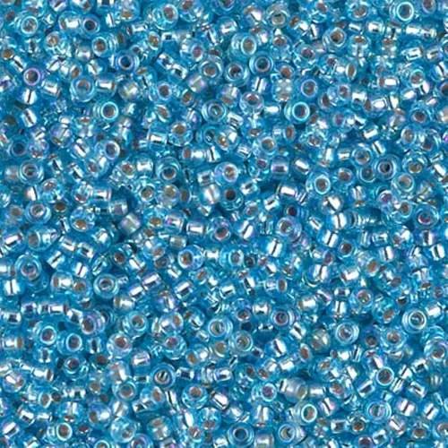 Aqua Aquamarine AB Silver Lined Miyuki - Cuentas de vidrio redondas japonesas de rocailles 11/0 de aproximadamente 0.91 onzas (0.85 oz), tubo de 5