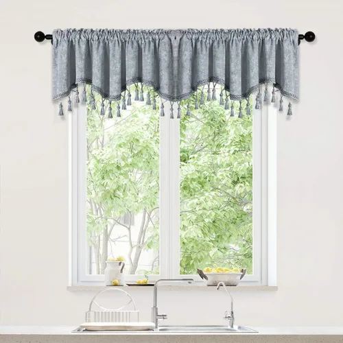 Miniatura 37 de Cortinas de doble cara de felpilla para cortina de cocina, cenefa para sala de estar