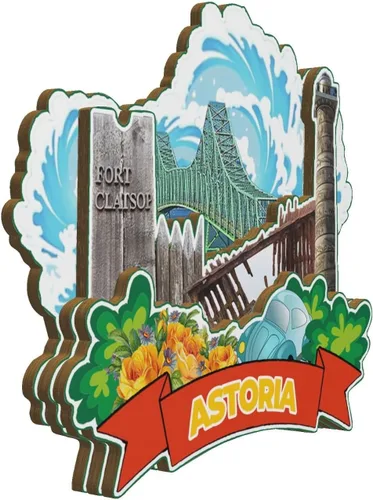 Miniatura 2 de Astoria Oregon USA - Imán de madera para nevera, monumentos en 3D, recuerdos coleccionables, decoración hecha a mano, 3013