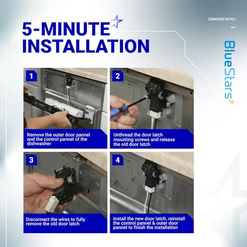 Miniatura 7 de BlueStars 5304525218 - Pestillo para puerta de lavavajillas compatible con Electrolux, Kenmore, Frigidaire lavavajillas, reemplaza 5304525218
