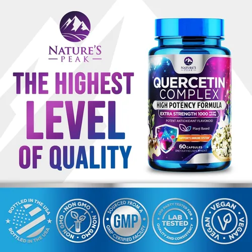 Miniatura 4 de Suplemento de quercetina – Antioxidante extra fuerte para apoyo inmunológico y salud respiratoria – Alta absorción – Quercetina dihidrato 1000 mg