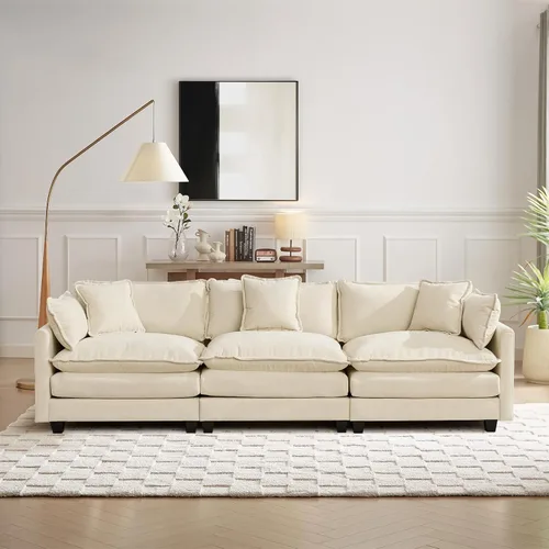 Miniatura 95 de Sofá seccional modular convertible de 76.7", sofás de dos plazas de chenilla con asiento profundo y cojines tipo loveseat para sala de estar, Beige