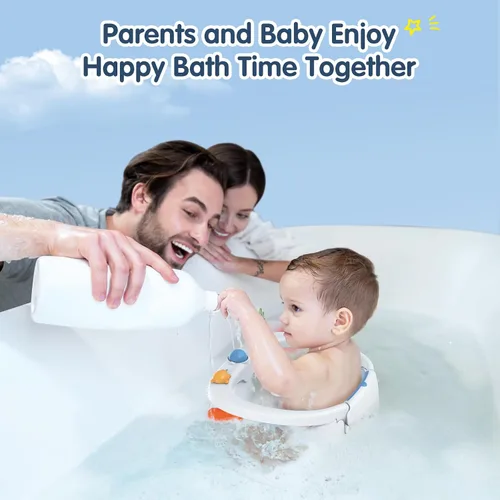 Miniatura 7 de Asiento de baño para bebés de 6 meses en adelante, antideslizante con ventosas, asiento de baño infantil seguro y cómodo para bañera, color azul