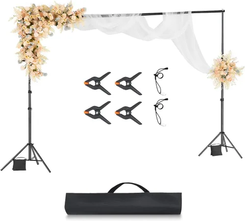 Miniatura 12 de VEVOR Soporte de telón de fondo, kit de soporte de fondo ajustable de 8.5 x 10 pies, fondo portátil con 2 trípodes, pantalla de proyector
