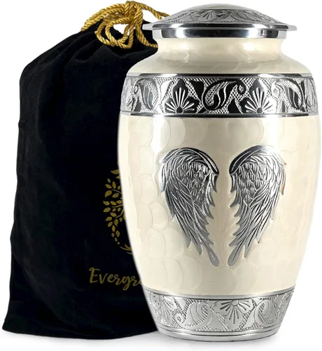 Urnas de cremación para cenizas humanas de adultos femeninos y masculinos – Urnas de entierro y funeral decorativas grandes con diseño de alas de