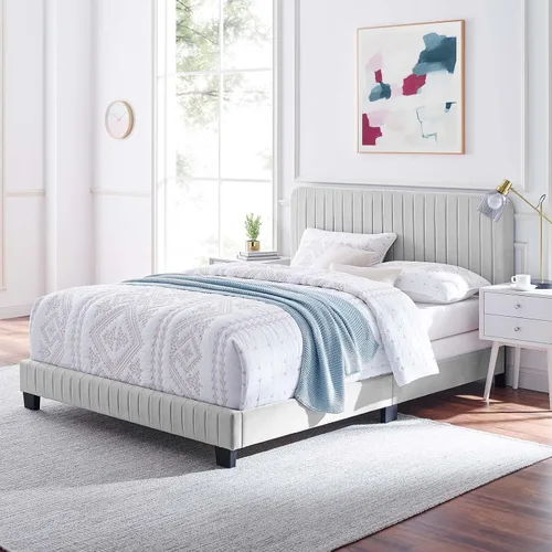 Miniatura 11 de Modway Celine Channel - Cama de terciopelo de alto rendimiento, tamaño Queen, color azul marino