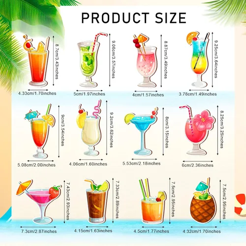 Miniatura 3 de Geelin 36 piezas de adornos colgantes de madera de verano para árbol mini decoración de árbol hawaiano playa colgante de madera con cuerda