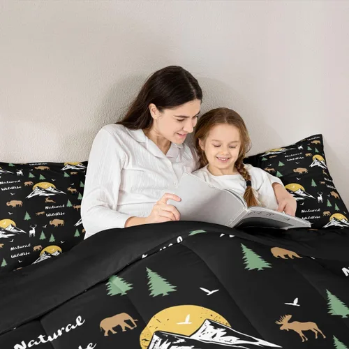 Miniatura 5 de Erosebridal Happy Camping - Edredón tamaño individual para niños, juego de ropa de cama de animales del bosque del bosque para bebés, niños y niñas