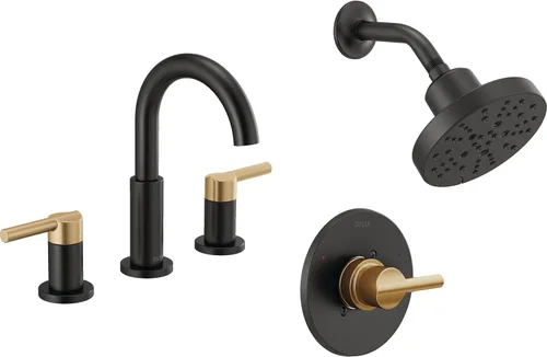 Miniatura 13 de Delta Faucet Nicoli Serie 14 Grifo de ducha de un solo mango con cabezal de ducha H2Okinetic de 5 ajustes, grifo de lavabo de baño generalizado