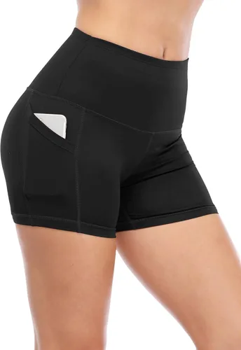 Miniatura 6 de CADMUS - Pantalones cortos deportivos de tiro alto para mujer, para yoga, acondicionamiento físico y correr, con bolsillos profundos