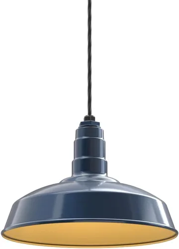 Miniatura 61 de Steel Lighting Co. Carson Barn Light Colgante montado en el techo Cúpula de 16 pulgadas Cable negro Luz de acero de estilo industrial