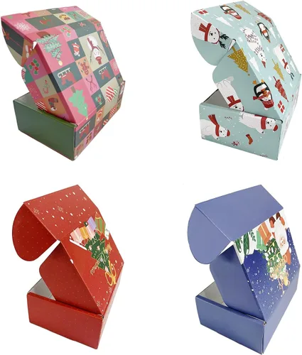 Miniatura 4 de QIANF - Paquete de 20 cajas de envío pequeñas de 6 x 4 x 2 pulgadas, cajas de regalo de Navidad con tapa, cajas de correo de cartón corrugado