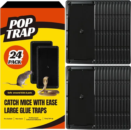 Miniatura 8 de POPTRAP Trampa para ratas de servicio pesado y grande - 12 paquetes, trampa para ratones súper adhesiva con pegamento ultra fuerte, trampa