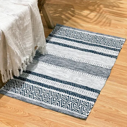 Miniatura 12 de Chardin home Alfombra bohemia con diamantes de 20 x 32 pulgadas, color marfil y negro, con flecos tejidos a mano, perfecta para entrada, felpudo
