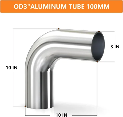 Miniatura 2 de GASHER 2 piezas Tubo de aleación de aluminio de codo de 90 grados para tubo interenfriador, tubo de admisión de aire de 3" OD, longitud de la pata