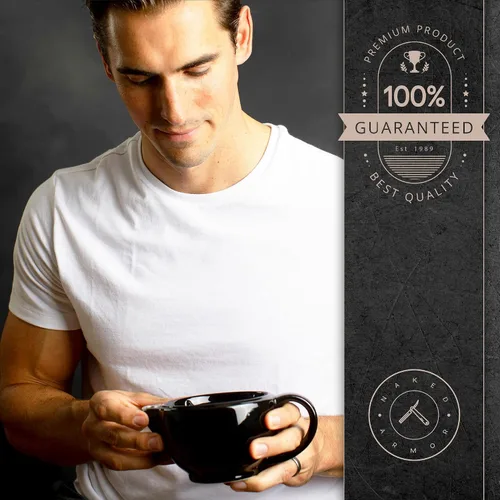 Miniatura 9 de Naked Armor Savanna - Juego de taza de afeitado – Scuttle de porcelana hecha a mano para afeitados de espuma caliente, incluye cepillo apto