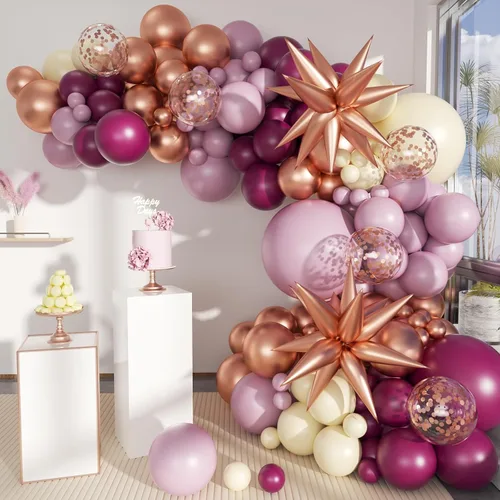 Miniatura 12 de MEBAY Kit de Arco de Guirnalda de Globos Bohemios, 156 Piezas Globos Rosa Empolvado Marrón Pastel Champán Dorado Blanco Metálicos para Boda Baby