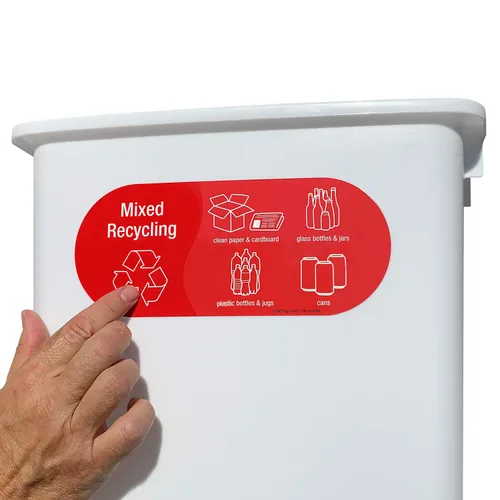 Miniatura 8 de SmartSign Paquete de 4 etiquetas adhesivas de reciclaje mixto de 3.75 x 9 pulgadas con símbolos, poliéster laminado de 5 mil con adhesivo 2-3.75" X