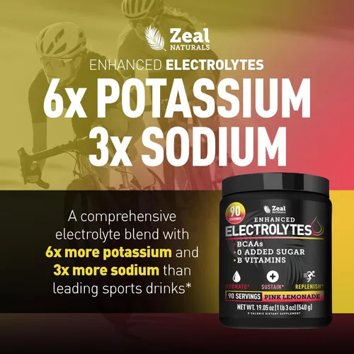 Miniatura 3 de Zeal Electrolyte Powder - 90 porciones Polvo de electrolitos Keto Cero azúcar, BCAAs, vitaminas B Potasio, zinc, magnesio Polvo