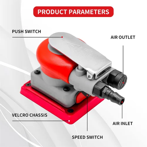 Miniatura 5 de DATOUBOSS Lijadora de órbita aleatoria lijadora neumática cuadrada de aire de palma para encerar automóviles, trabajo de carrocería de automóvil