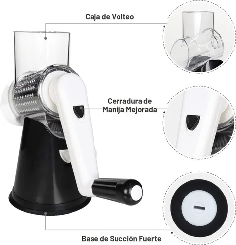 Miniatura 6 de Cambom Kitchen - Rallador de queso giratorio para queso, manual de cocina con mango, cortador de verduras, nueces, 3 cuchillas de tambor Rosa
