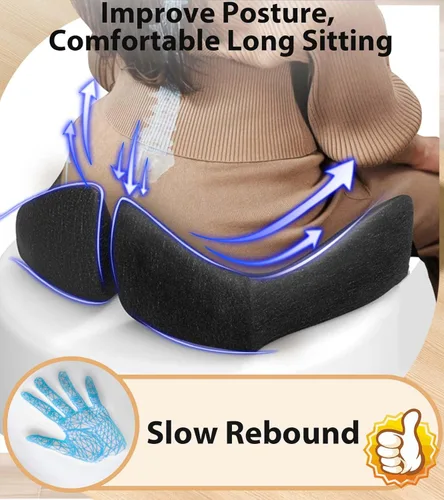 Miniatura 2 de Cojín de asiento, cojín de espuma viscoelástica para aliviar el dolor de coxis, almohadilla extra grande para silla de oficina, asiento de automóvil