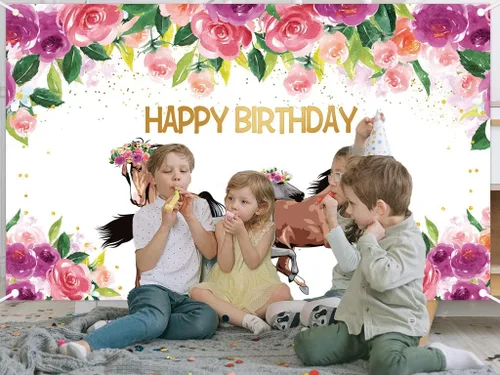 Miniatura 4 de Telón de fondo de caballo para fiesta de feliz cumpleaños, vaquera occidental, caballos, fondo floral rosa, pancarta de cumpleaños, decoración