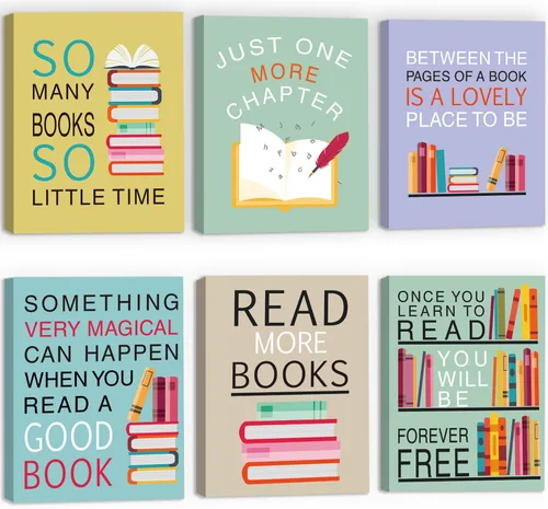 CHDITB Decoración de aula de libros de lectura, citas inspiradoras, impresión artística de pared para niños, 12 x 16 pulgadas, libros motivacionales