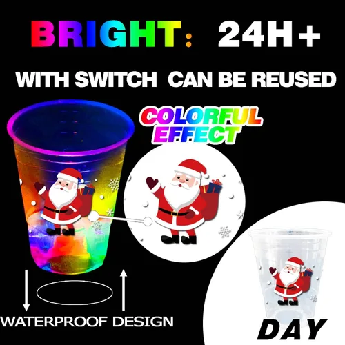 Miniatura 2 de mishunyus 24 piezas de tazas para fiesta de Navidad, tazas temáticas de Navidad con brillo, para suministros de fiesta de Navidad, para diversión