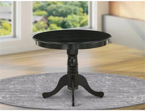 Miniatura 2 de East West Furniture ANT-ABK-TP Mesa de Comedor Antigua - una Mesa Redonda de Cocina con Superficie/Tablero y Base de Pedestal, 36x36 Pulgadas, Negro