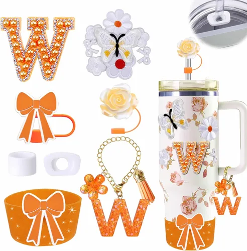 Miniatura 52 de 15 piezas de set de accesorios para vaso Stanley Cup 30oz 40oz con asa, incluye cubierta de pajita de silicona y bota, encanto de asa, encantos