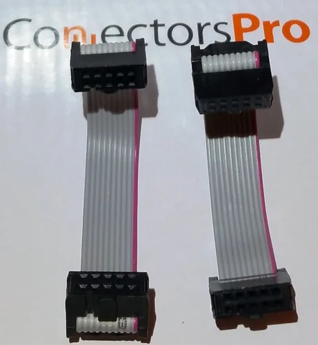 Miniatura 2 de Pc Accessories 10P 4.7 in 4.5" IDC Paquete de 2 cables planos plateados con negro 0.100 in FC doble fila 2x5 10 pines hembra a hembra