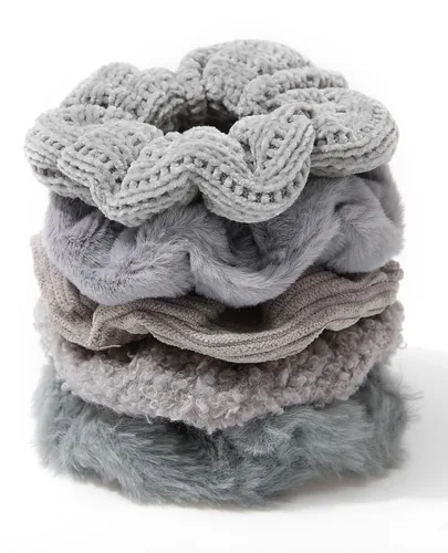 Miniatura 8 de 5 piezas de coleteros peludos - Coleteros elásticos para el cabello, bandas para el cabello para coleta, accesorios para el cabello para mujeres
