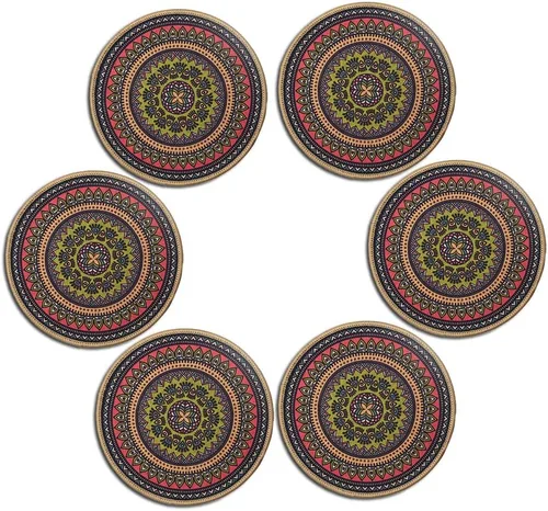 Juego de 6 tapetes para macetas, absorbentes de agua, 8.5 pulgadas, antideslizantes, resistentes al calor, manteles individuales bohemios, posavasos