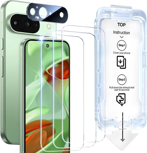 Miniatura 11 de SMARTDEVIL [Paquete de 3+3] Protector de pantalla para Google Pixel 7A con protector de lente de cámara, compatible con lector de huellas