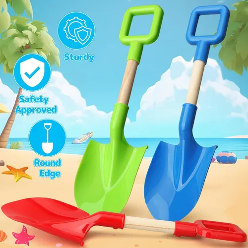 Miniatura 4 de Umnodobn Juguetes de arena de playa, palas de 16 pulgadas para niños y adultos, herramientas de jardinería con pala de pala, kit de caja de arena