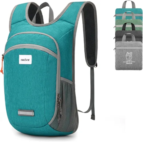 HALOVIE Mochila pequeña de senderismo 10L, mochila ligera plegable y de día, mochila de viaje plegable para mujeres y hombres (Cian)
